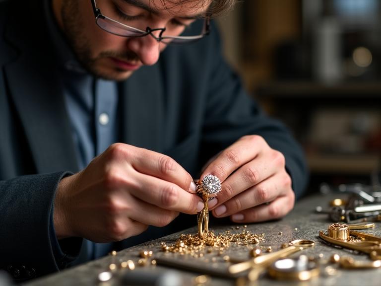 Master jeweler crafting a custom engagement ring at Keystone Jewelers