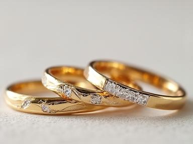 Wedding bands in yellow white and rose gold