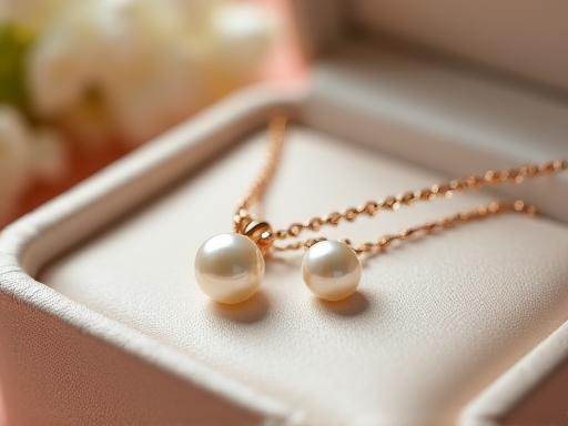Pearl earrings and necklace set for graduation gift