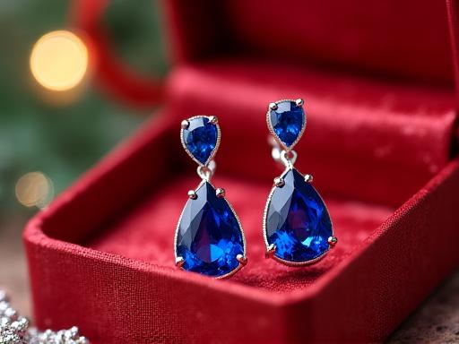 Sapphire earrings in luxury holiday gift box